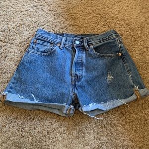 High waisted distressed jean shorts LEVI’S
